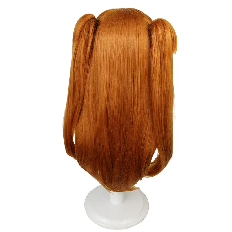 Anime Mingrixiang cos Wig Double Ponytail Clamp Wig  Asuka Cosplay Wigs Heat Resistant Synthetic Hair Halloween Party Wigs