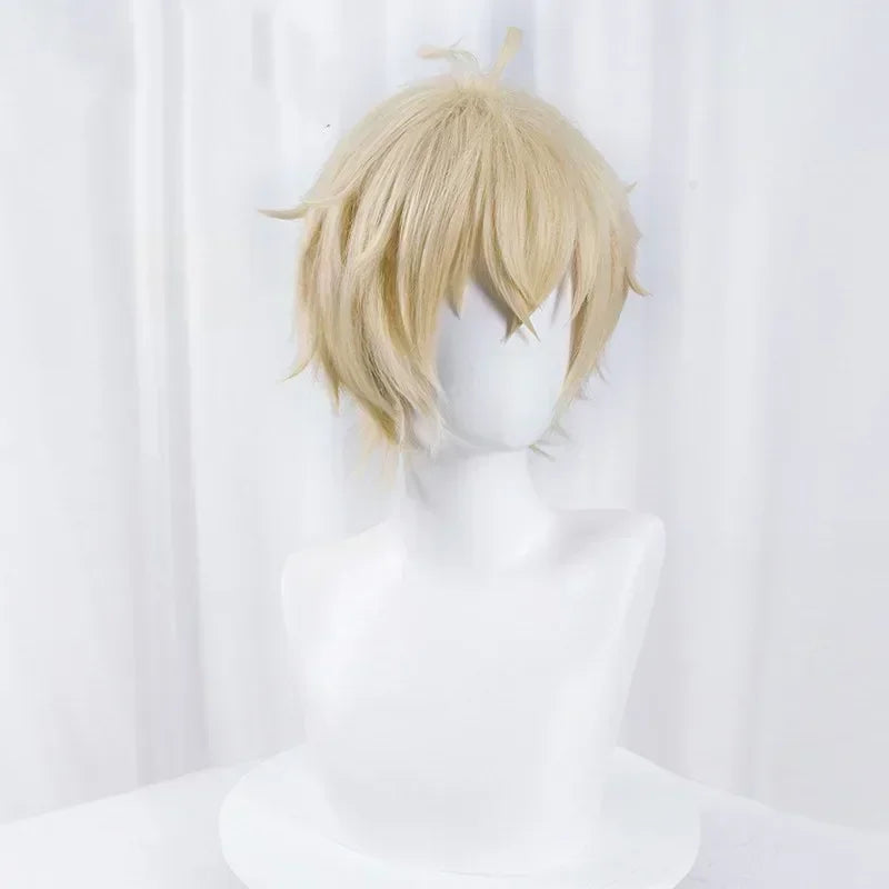 Anime Character Short Light Blonde Cosplay Wig, Heat Resistant Synthetic Wig for Men