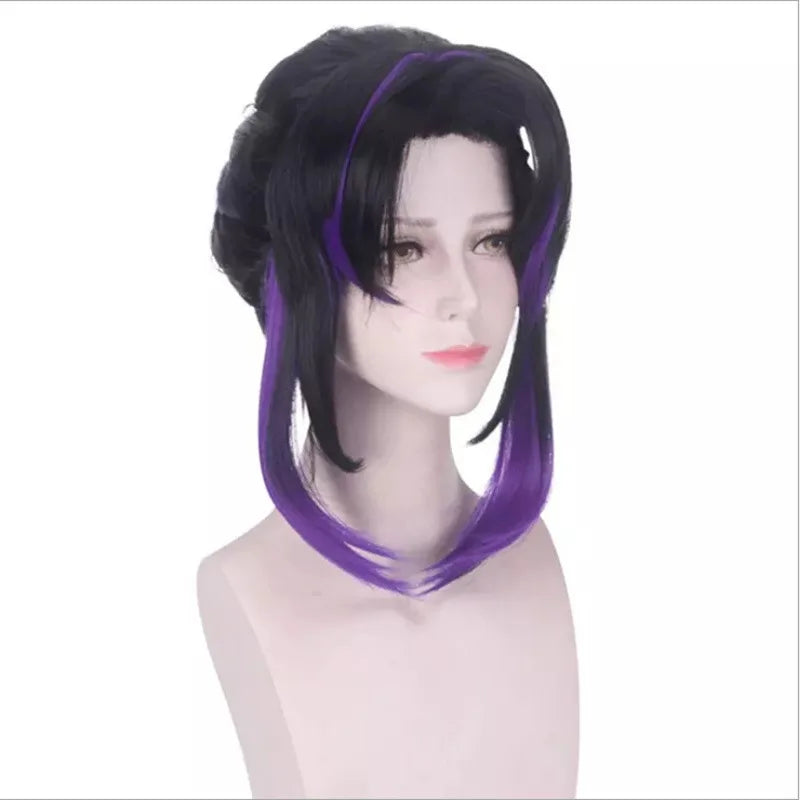 Synthetic Gradient Purple High Ponytail Wig Anime Inspired Cosplay Costume Long Fiber Wig for Festival Party Role Play