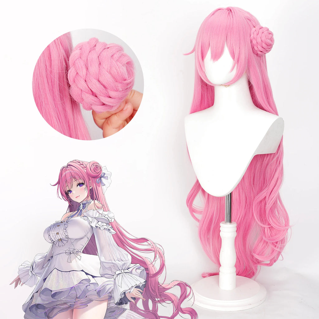 Cosplay Wig Goddess Of Victory Nikke Anime Wig Dorothy Pink Game Role-Playing Wig Grab Bun Synthetic Wig with Wigcap for Anime
