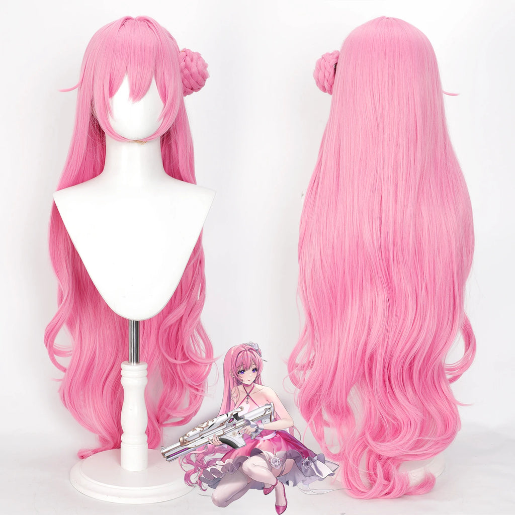 Cosplay Wig Goddess Of Victory Nikke Anime Wig Dorothy Pink Game Role-Playing Wig Grab Bun Synthetic Wig with Wigcap for Anime