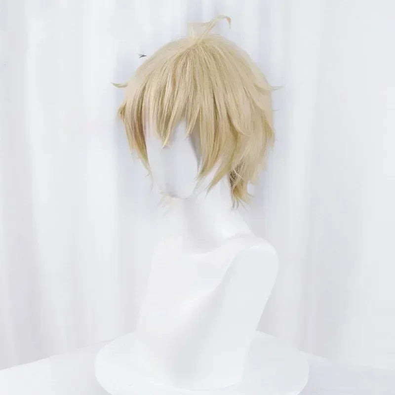 Anime Character Short Light Blonde Cosplay Wig, Heat Resistant Synthetic Wig for Men