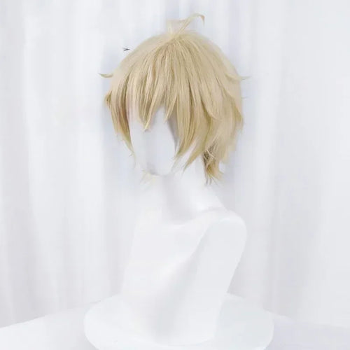 Anime Character Short Light Blonde Cosplay Wig, Heat Resistant Synthetic Wig for Men
