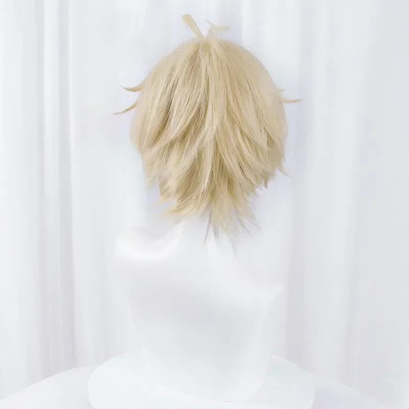 Anime Character Short Light Blonde Cosplay Wig, Heat Resistant Synthetic Wig for Men